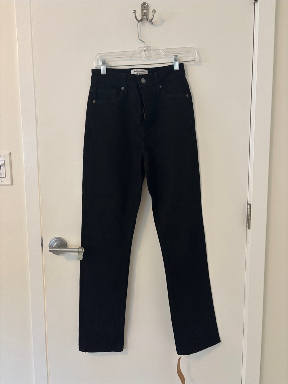 Reformation Black High-Rise Straight Jeans